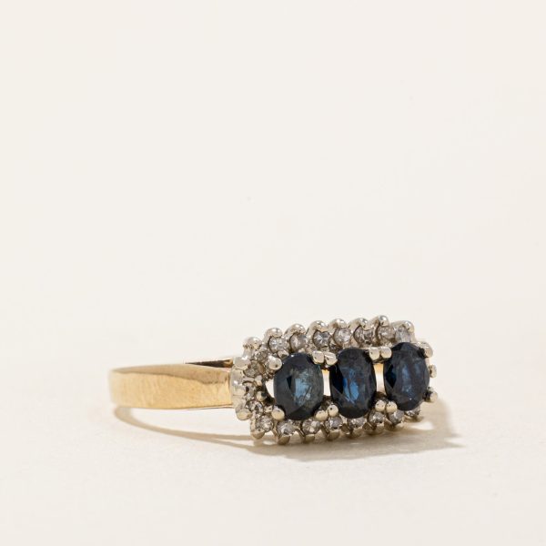 Sapphire & Diamond Halo Ring | 0.60ctw, 0.10ctw | SZ 6.75 | on Sale