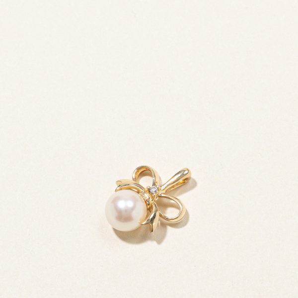 Pearl & Diamond Ribbon Pendant | 0.01ct | Online Sale