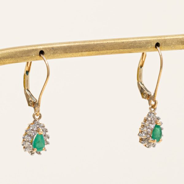 Emerald & Diamond Drop Earrings | 0.28ctw, 0.15ctw | Hot on Sale