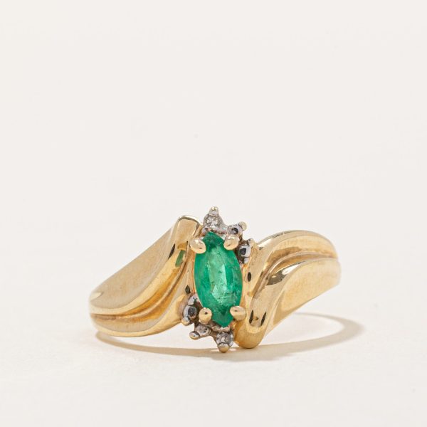 Emerald & Diamond Ring | 0.22ctw, 0.01ctw | SZ 6.75 | For Sale