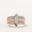 Marquise Cut Diamond Two Tone Gold Wedding Ring Set | 1.04ctw | SZ 6 | Discount