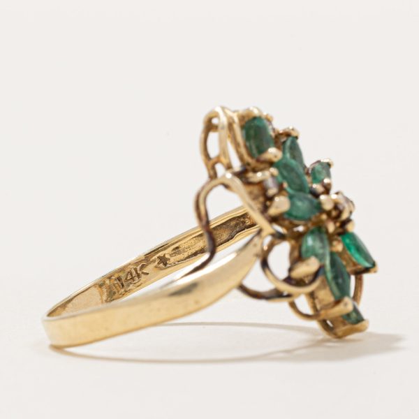 Emerald & Diamond Cocktail Ring | 0.80ctw, 0.03ctw | SZ 8 | For Discount