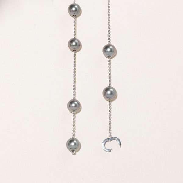 Mikimoto  Pearls in Motion Black South Sea Pearl and Diamond Necklace | 10.5mm, 0.20ctw | For Sale