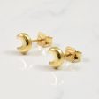 18k Yellow Gold Moon Stud Earrings For Sale