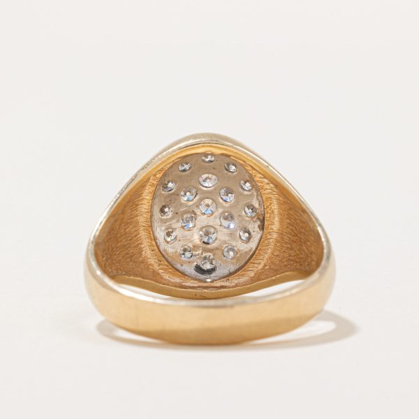 Pave Set Diamond Oval Shaped Signet Ring | 0.70ctw | SZ 11.75 | For Discount