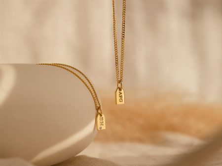 Tiny Initial Tag Necklace on Sale