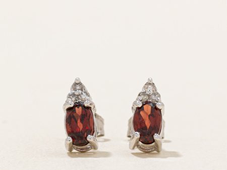 Garnet & Diamond Earrings | 0.44ctw, 0.03ctw | Discount