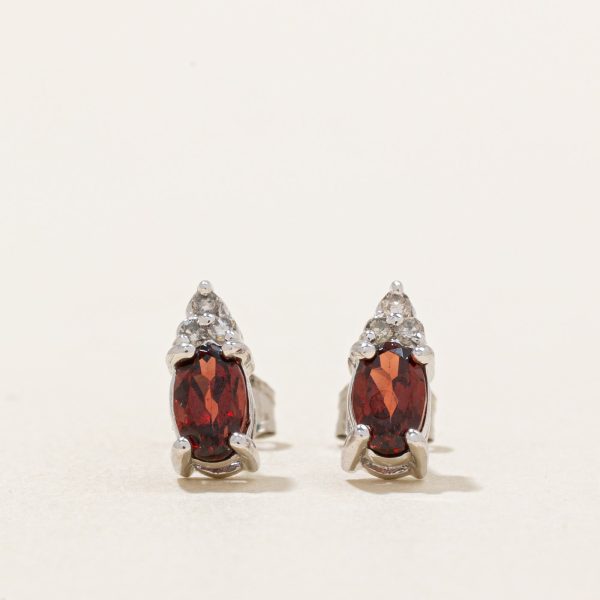 Garnet & Diamond Earrings | 0.44ctw, 0.03ctw | Discount