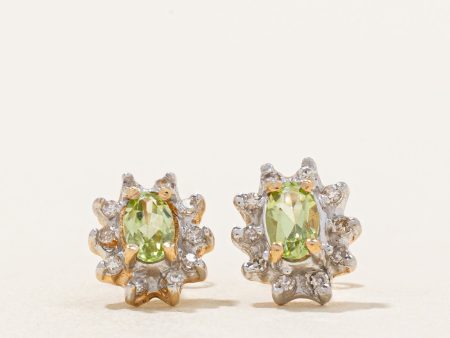 Peridot & Diamond Stud Earrings | 0.40ctw, 0.10ctw | Cheap