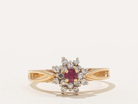 Ruby & Diamond High Set Ring | 0.18ct, 0.16ctw | SZ 7.5 | Online now