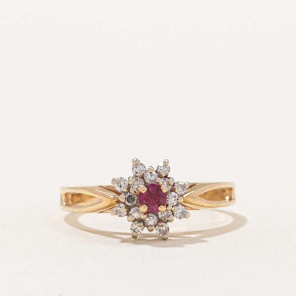 Ruby & Diamond High Set Ring | 0.18ct, 0.16ctw | SZ 7.5 | Online now