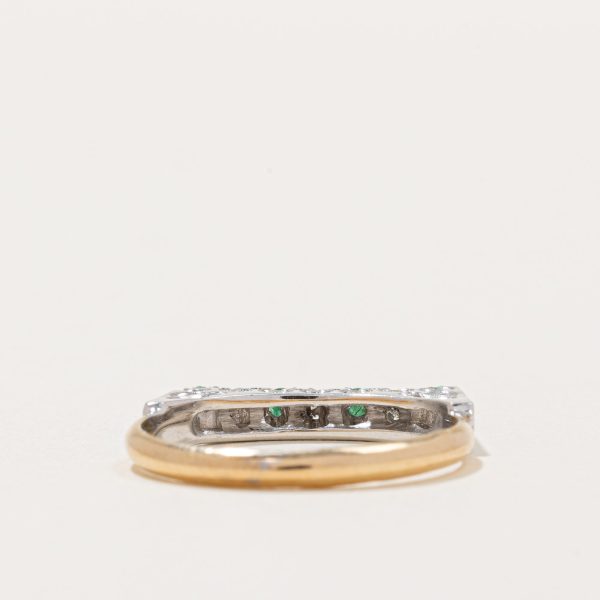 High Set Emerald & Diamond Ring | 0.05ctw, 0.045ctw | SZ 5.5 | on Sale