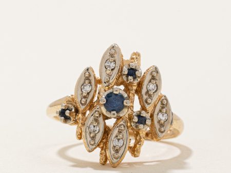 Sapphire & Diamond Abstract Cocktail Ring | 0.13ctw, 0.03ctw | SZ 5 | Online