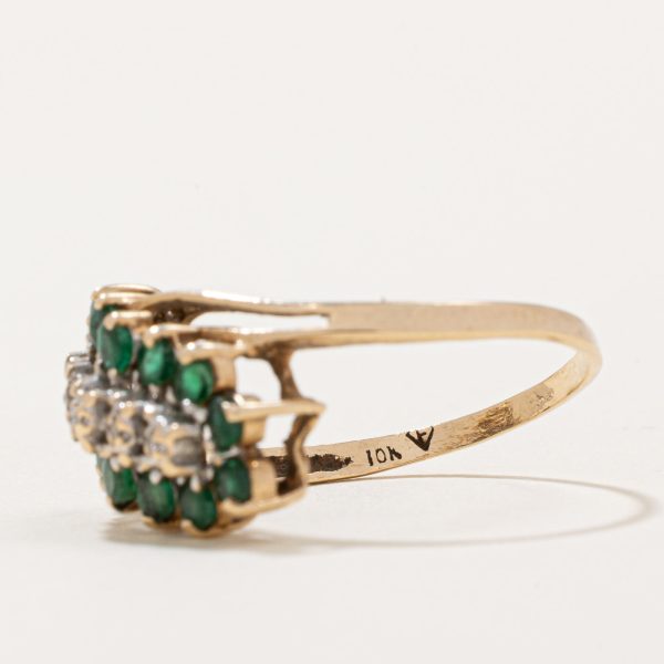 Emerald & Diamond Waterfall Ring | 0.70ctw, 0.015ctw | SZ 7.5 | Hot on Sale