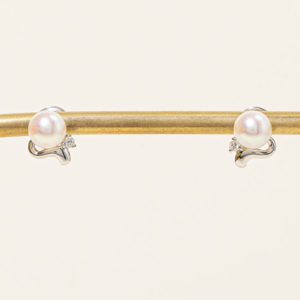 Pearl & Diamond Earrings | 3.20ctw, 0.05ctw | For Discount