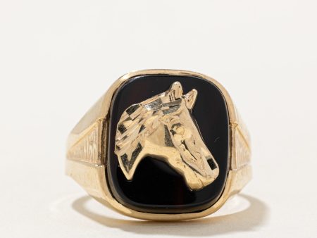 Onyx Horse Portrait Ring | 5.00ct | SZ 10.5 | For Cheap