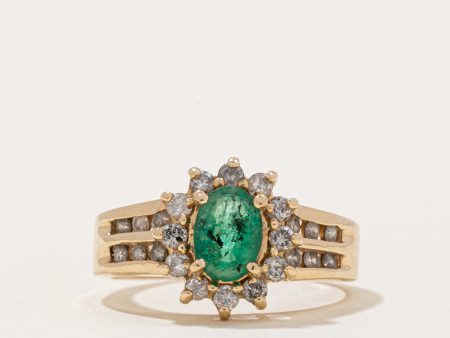 Emerald & Diamond Halo Ring | 0.60ct, 0.34ctw | SZ 6.25 | Online Hot Sale