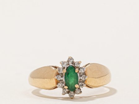 Emerald & Diamond Halo Ring | 0.15ct, 0.07ctw | SZ 6.5 | Hot on Sale