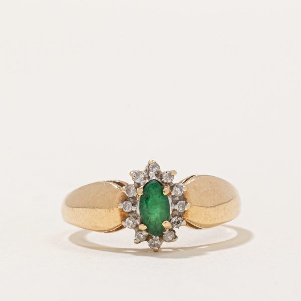 Emerald & Diamond Halo Ring | 0.15ct, 0.07ctw | SZ 6.5 | Hot on Sale