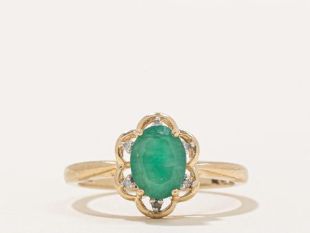 Emerald & Diamond Cocktail Ring | 1.69ct, 0.03ctw | SZ 7.75 | Fashion