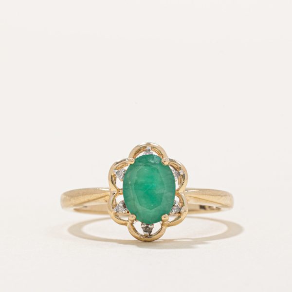 Emerald & Diamond Cocktail Ring | 1.69ct, 0.03ctw | SZ 7.75 | Fashion