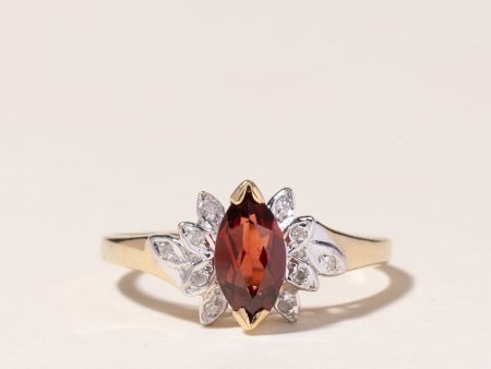 10K Yellow Gold Garnet & Diamond Ring | 0.63ct, 0.05ctw | SZ 6 | Hot on Sale