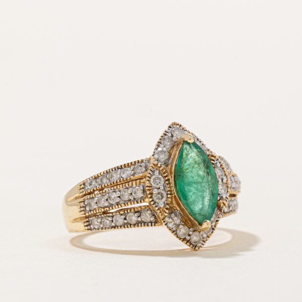 Emerald & Diamond Cocktail Ring | 0.65ct, 0.21ctw | SZ 7 | Online now