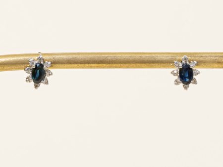 Sapphire & Diamond Earrings | 0.50ctw, 0.08ctw | Discount