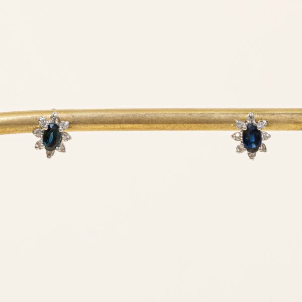 Sapphire & Diamond Earrings | 0.50ctw, 0.08ctw | Discount