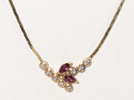 Garnet & Diamond Pendant Necklace | 0.50ctw, 0.08ctw | 16  | For Cheap