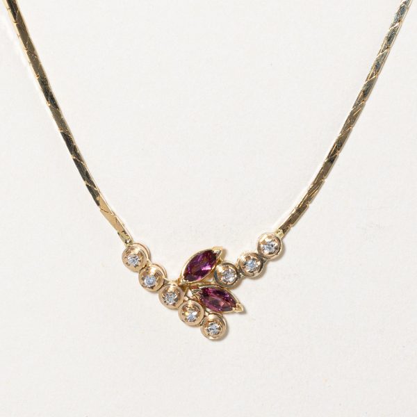 Garnet & Diamond Pendant Necklace | 0.50ctw, 0.08ctw | 16  | For Cheap