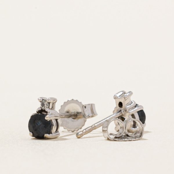 Sapphire & Diamond Stud Earrings | 0.34ctw, 0.02ctw | on Sale