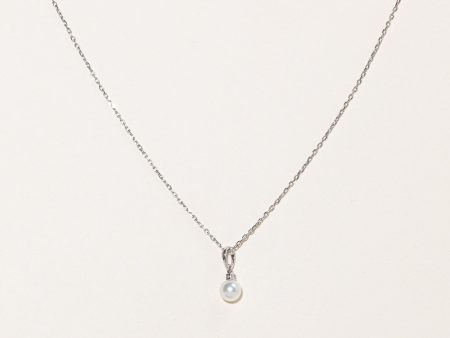 Mikimoto  Pearl and Diamond Pendant | 6.5mm, 0.03ct | For Cheap