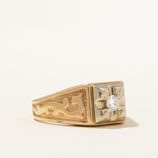 Illusion Set Diamond Embossed Ring | 0.16ct | SZ 8.25 | on Sale