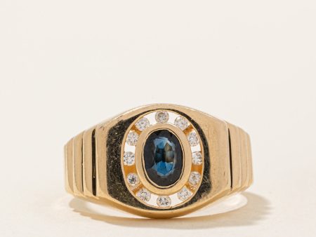 Sapphire & Diamond Halo Ring | 0.60ct, 0.12ctw | SZ 10 | Sale