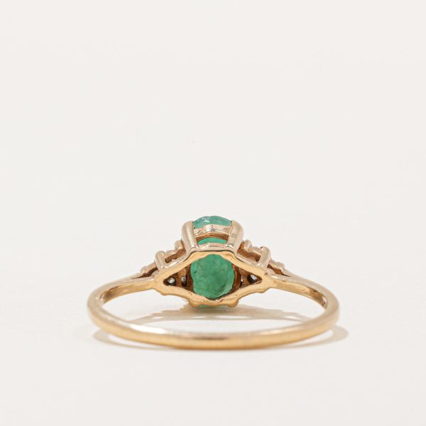 Emerald & Diamond Ring | 1.00ct, 0.06ctw | SZ 8.75 | Fashion