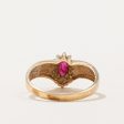 Ruby & Diamond Halo Chevron Ring | 0.23ct, 0.08ctw | SZ 6 | Online Sale