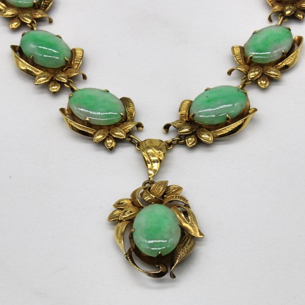 Jadeite Cabochon Bar Link Necklace | 18.50ctw | 17  | Online