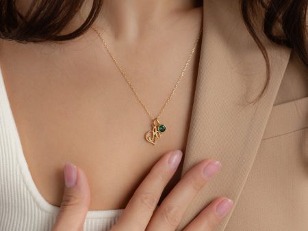 Initial Heart Birthstone Necklace Online Sale