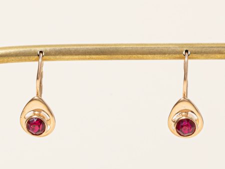 Synthetic Ruby Drop Earrings | 1.20ctw | Online Sale