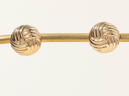 14k Yellow Gold Button Knot Stud Earrings Online Sale