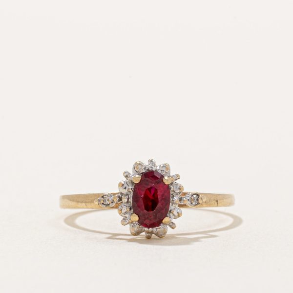 Synthetic Ruby & Diamond Halo Ring | 0.50ct, 0.01ctw | SZ 7 | Supply