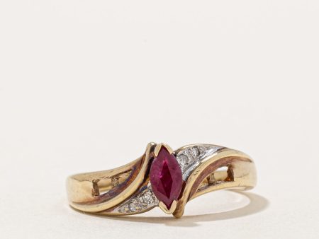 Ruby & Diamond Bypass Ring | 0.23ct, 0.02ctw | SZ 6 | on Sale