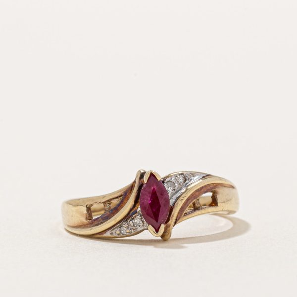 Ruby & Diamond Bypass Ring | 0.23ct, 0.02ctw | SZ 6 | on Sale