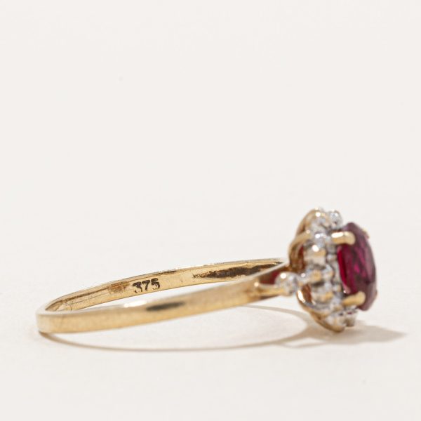 Synthetic Ruby & Diamond Halo Ring | 0.50ct, 0.01ctw | SZ 7 | Supply