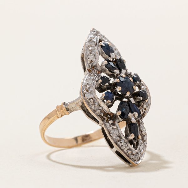 Sapphire & Diamond Cocktail Ring | 0.40ctw, 0.07ctw | SZ 6 | For Cheap