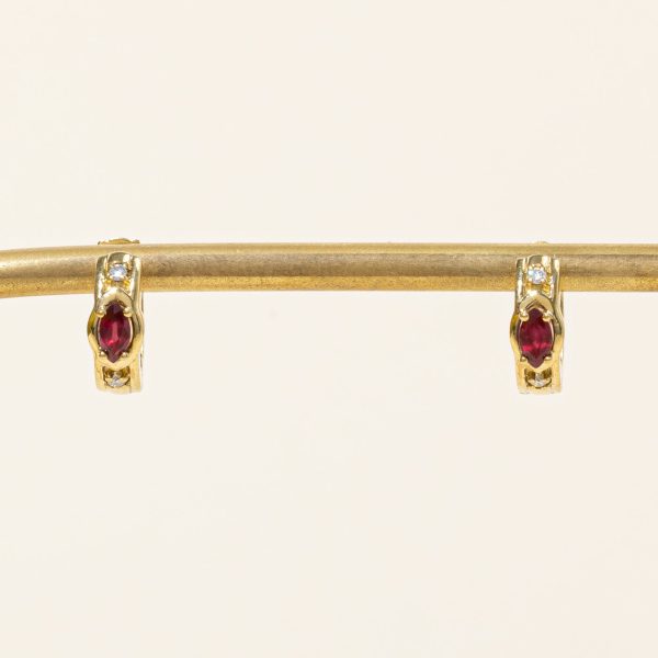 Ruby & Diamond Hoop Earrings | 0.32ctw, 0.04ctw | Online now