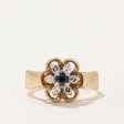 Sapphire & Diamond Flower Ring | 0.12ct, 0.10ctw | SZ 4 | For Sale