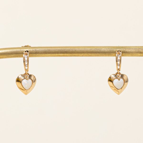 Opal & Diamond Heart Earrings | 0.22ctw, 0.03ctw | Sale