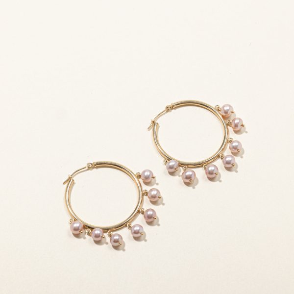 Pink Pearl Hoop Earrings Cheap